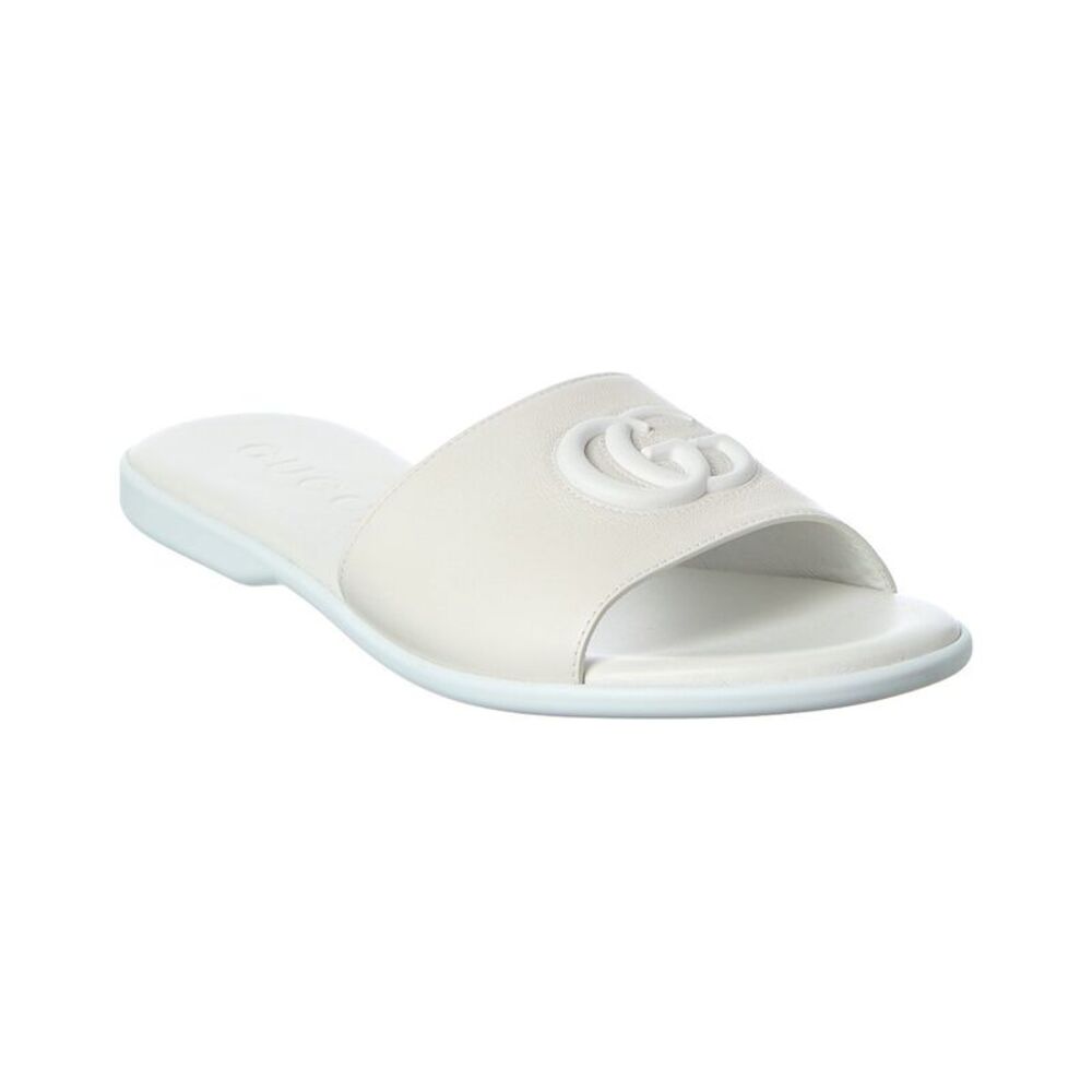 Gucci Double G Leather Sandal, White